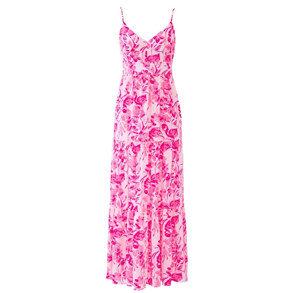 Lilly Pulitzer Melody Maxi Dress, Coral Reef Tint Flamingle, Size 12, NWOT